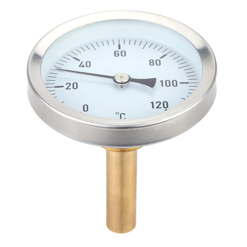 63mm Thermomètre à Cadran Horizontal Aluminium Jauge de Température 0-120C