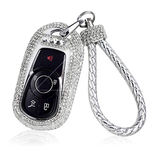 PGONE Car Key Shell Fob Key Cover Key Chain Lady Key Ring with Bling Rhinestones for Buick Verano Regal Lacross Encore Envision Enclave GL8 2015 2016 2017 2018 2019 Keyless Entry Remote Control Smart