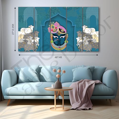 Image of The Castle Decor Pichwai art painting with frame Big Size 27x48 Wall art for living room,Bedroom,Drawing room,Hotels-Wooden Framed-713