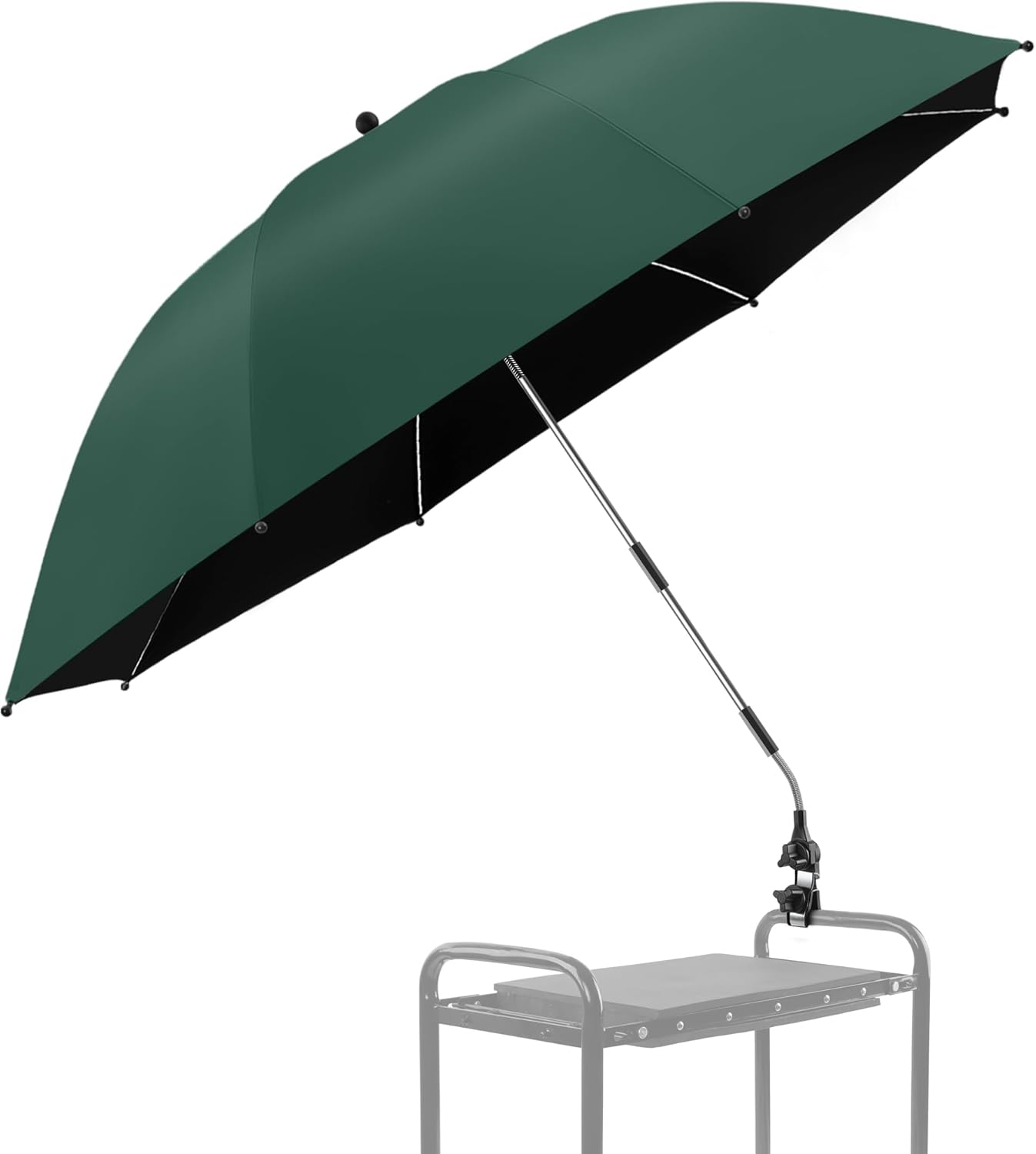 Garden Kneeler Umbrella, 42” Large Chair Umbrella with Universal Clamp, 360°Swivel and UPF 50+ Protection,Folding Clip on Umbrellas for Garden Seat Kneeling Bench Camping Chair, NO KNEELER