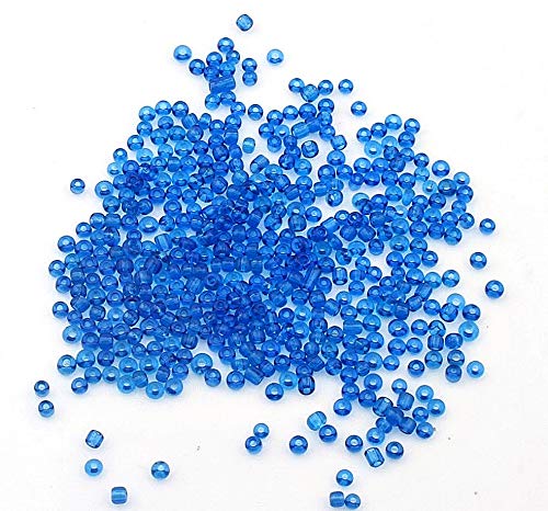 Perlin Rocailles Glasperlen Indianerperlen Saatperlen Pony Perlen 3mm Transparent 14 Farben 8/0 Klar Mini Rund Seed Beads 3300 Stk (Sapphire Blau)