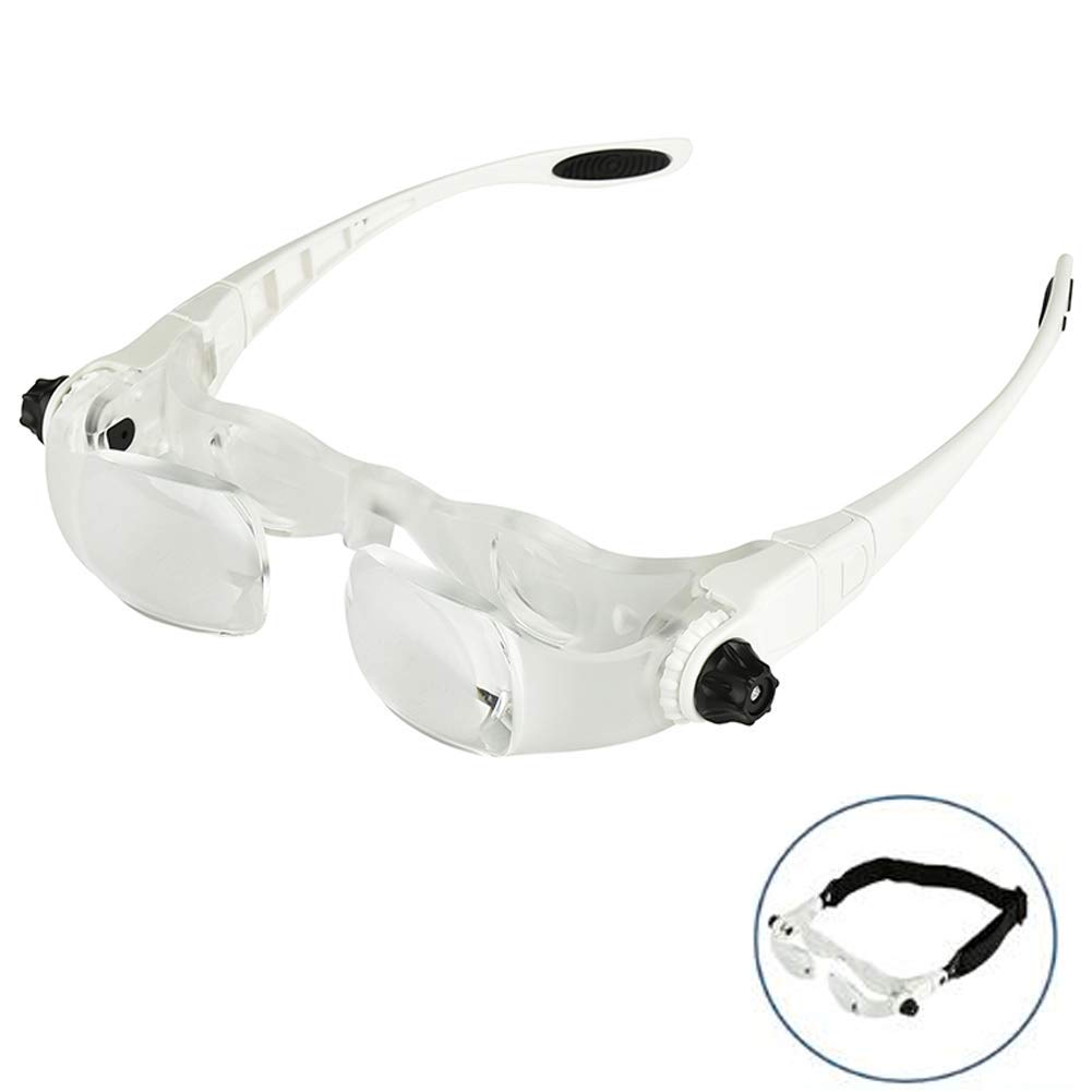 asdchZen Magnifier,2.1X Headband Magnifier,Head-Mounted Handsfree Reading Magnifying Glasses,Watch Loupe,Electronic Repair,White
