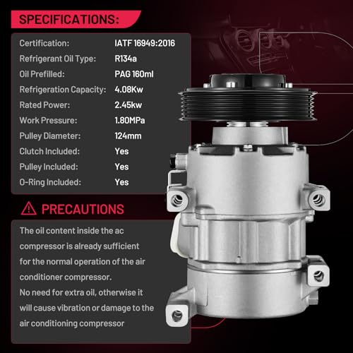 BDFHYK 178324 Air Conditioning A/C Compressor with Clutch Compatible with Hyundai Accent 2012 2013 2014 2015 2016 2017 L4 1.6L, Compatible with Kia Rio 2012-2017 L4 1.6L