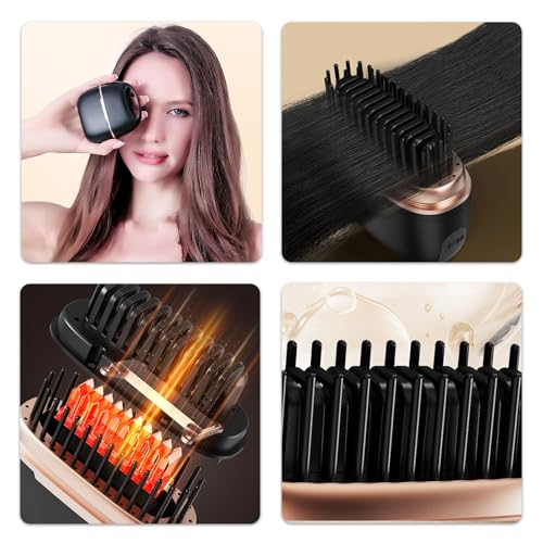 Herramienta pequeña eficiente para alisar el cabello con tecnología de calentamiento rápido en 30 segundos, portátil para mujeres, adolescentes y familia, cepillo seguro miniatura 2