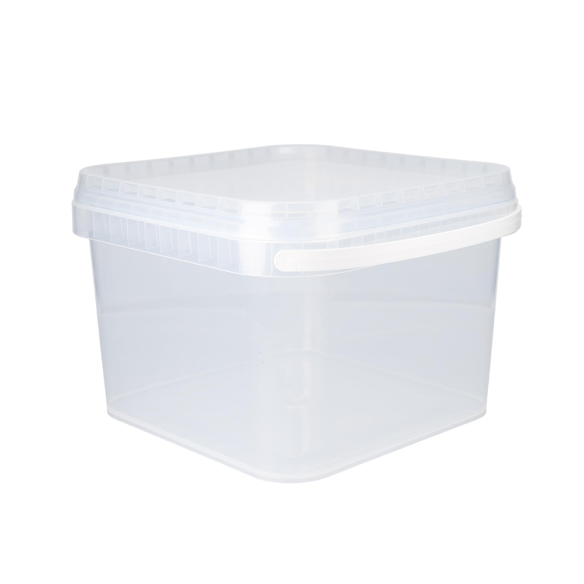 FixedByU 50 cubos con tapa, 3 l, transparentes, rectangulares, de plástico, aptos para alimentos, herméticos y estables, vacíos con asa y tapa, aptos para productos químicos y adhesivos en polvo