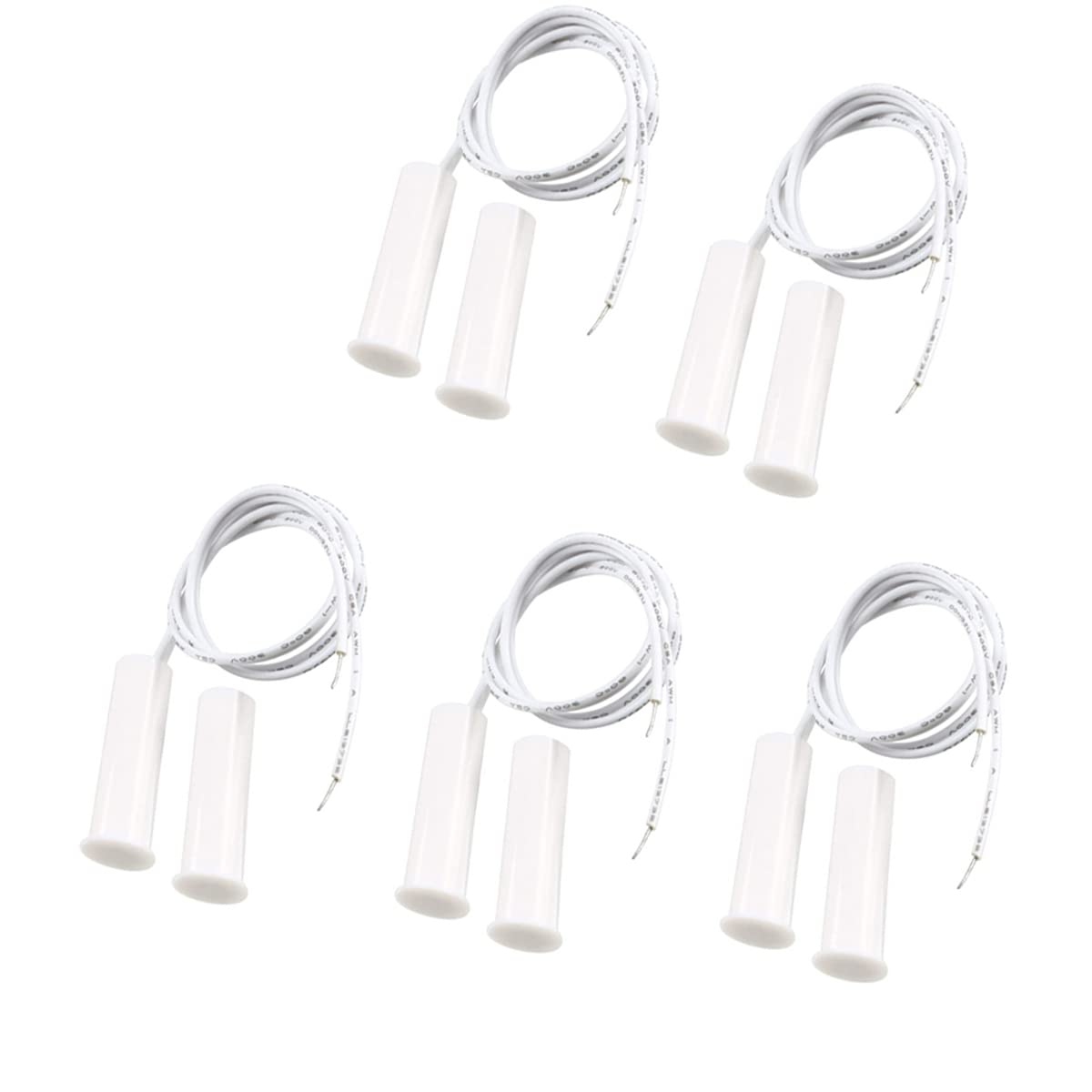 RC-35 NC Recessed Wired Security Window Door Contact Sensor Alarm Magnetic Reed Switch, for Home Security and Burglar Alarm Systems, Sets of 5, White