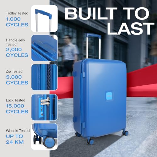 Image of American Tourister Zenrix | Check-in Trolley Bag (67 cm) | 360 8 Wheel Travel Luggage | Hard Case Polycarbonate Suitcase | Recessed TSA Lock | Deep Blue & Light Blue