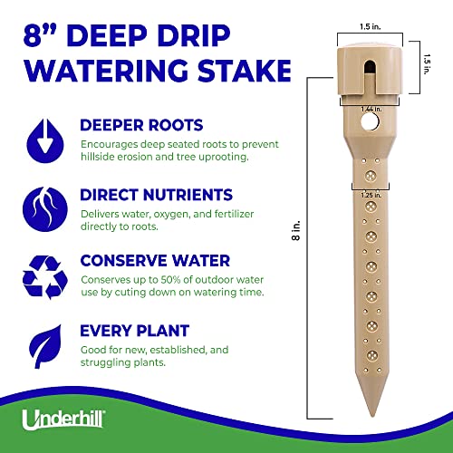 Underhill Deep Drip Irrigation Stakes 8-Inch, Watering Spikes for Trees, Flowers, Fruits, and Small Plants, Drip System Tubes, A-DD08-4, Case of 4 by Underhill - Image 2