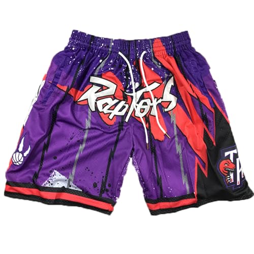 MCQOmcil Short de Basket-Ball NBA Raptors for Hommes, Pantalon de Sport Respirant à Haute élasticité (Color : A, Size : S)
