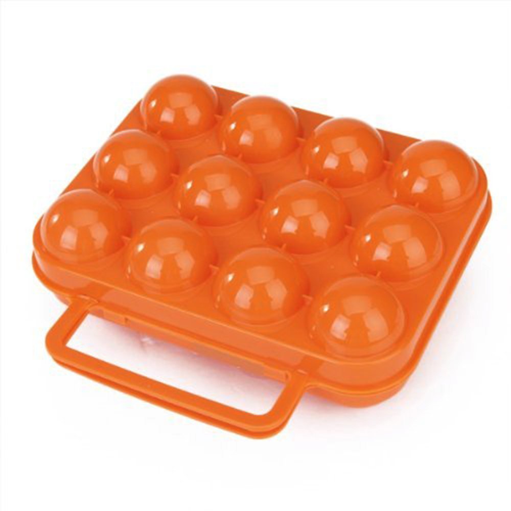 Welim Egg Holder Plastic 12 Grids Eggs Box Portable Outdoor Picnic Egg Tray Carrier Container Camping Carrier For Egg Case Orange