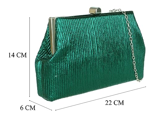 Pochette de soirée rétro plissée paillettes sac main mariage - 3