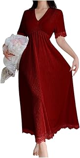 قميص نوم نسائي ساتان مطاطي –بالوان مختلفه لامع بأطراف دانتيل