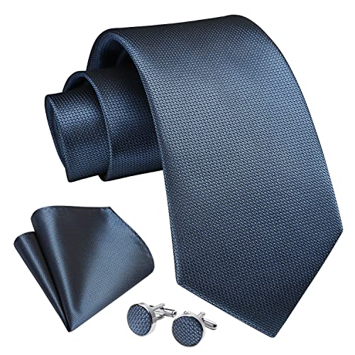 Image of Enlision Mens Ties Solid Color Satin Necktie Ties for men Handkerchief Cufflinks Pocket Squares for Wedding