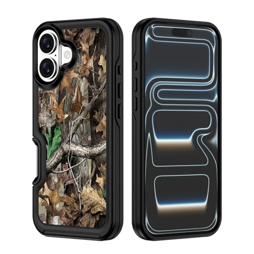 XWMHHP for iPhone 17 Case Compatible with Magsafe for Men Boys, 3-Layer Rugged Shockproof Heavy Duty Protection Magnetic Cover - Camo Leaf