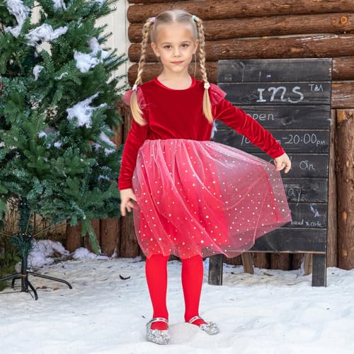 Robe princesse Noel fille en coton respirant et manches longues chaudes - 2