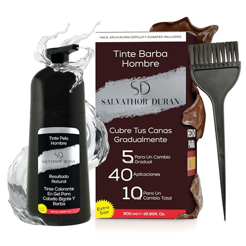 Tinte Barba Hombre - Tinte Barba - Champu Anticanas Hombre - 40 Aplicaciones - Salvathor Duran - 500 ml.
