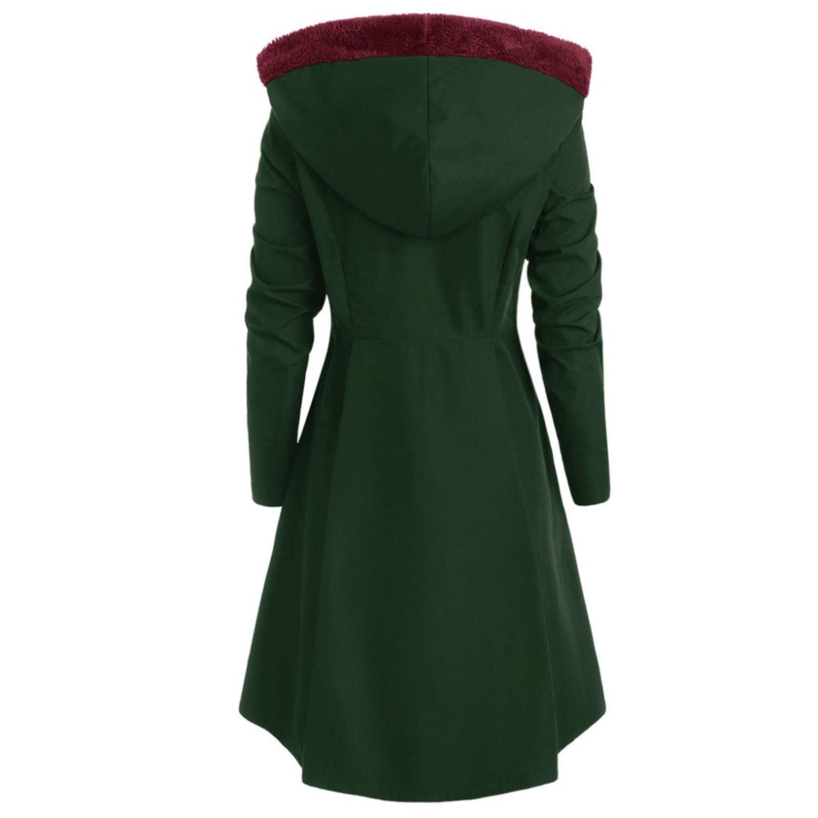 SARGE Gabardina gótica para Mujer, de Talla Grande, Forro Polar asimétrico, Botonadura Sencilla, Botones Largos, con Capucha, XL ~ 4XL e
