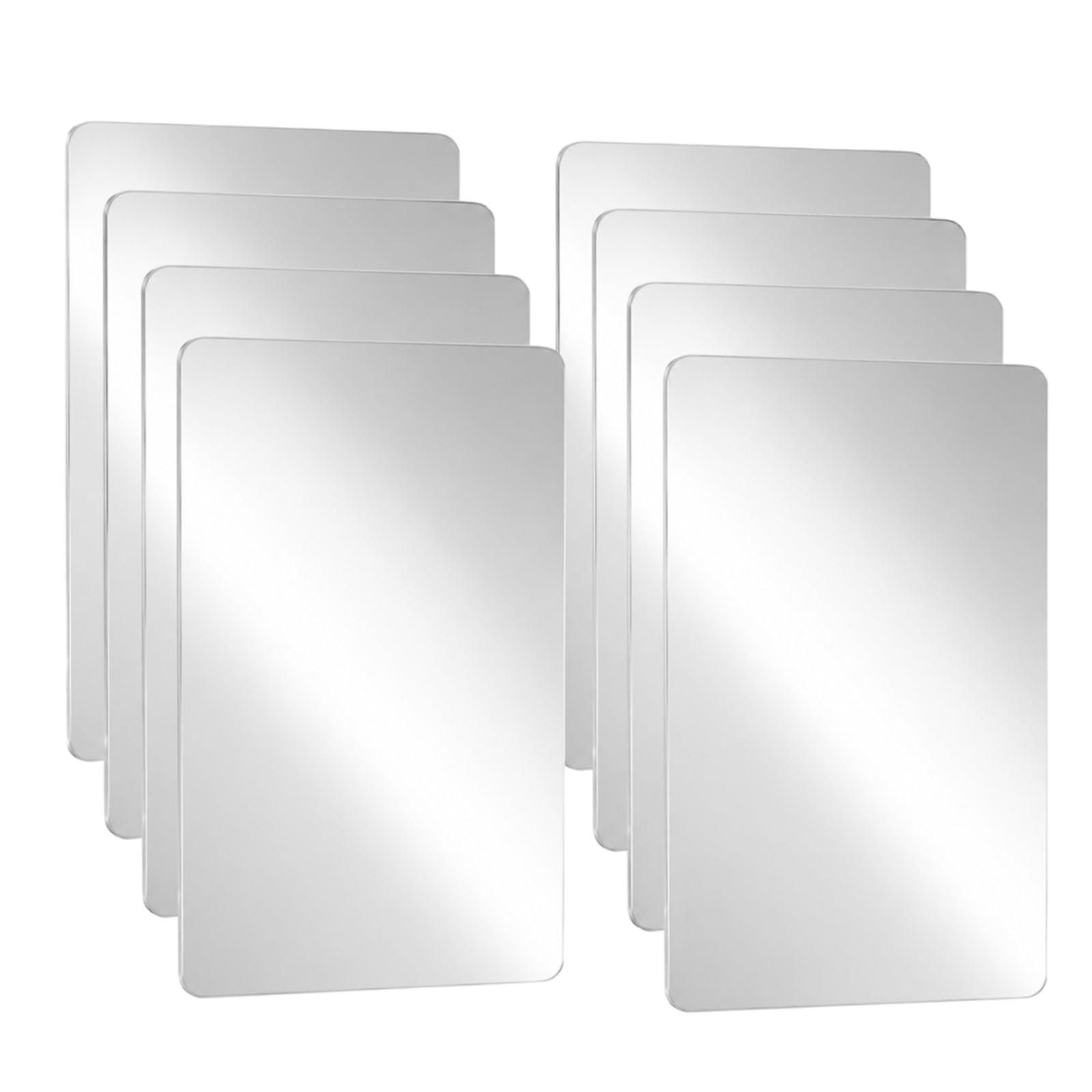 YouXunGS 8 Pack 4×6 Inch Acrylic Mirror Tiles, Shatterproof Flexible Plastic Mirror Sheets with Rounded Corners & Double Sided Protective Film for DIY Crafts and Home Wall Decor