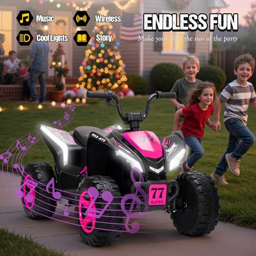 Image of Kids Electric ATV 4 Wheeler, 24V Ride On Toy for Big Kids, Pink