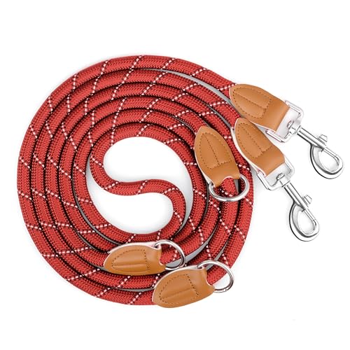 PETCOOZ Training Lead for Dogs 3M/9.8ft Adjustable Double Ended Dog Lead for Medium Large Dogs Professional Reflective Stop Pulling Control Leash