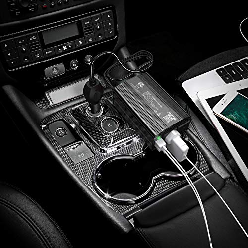 BESTEK 300W Power Inverter DC 12V to 110V AC Car Inverter with 4.2A Dual USB Car Adapter (Black)
