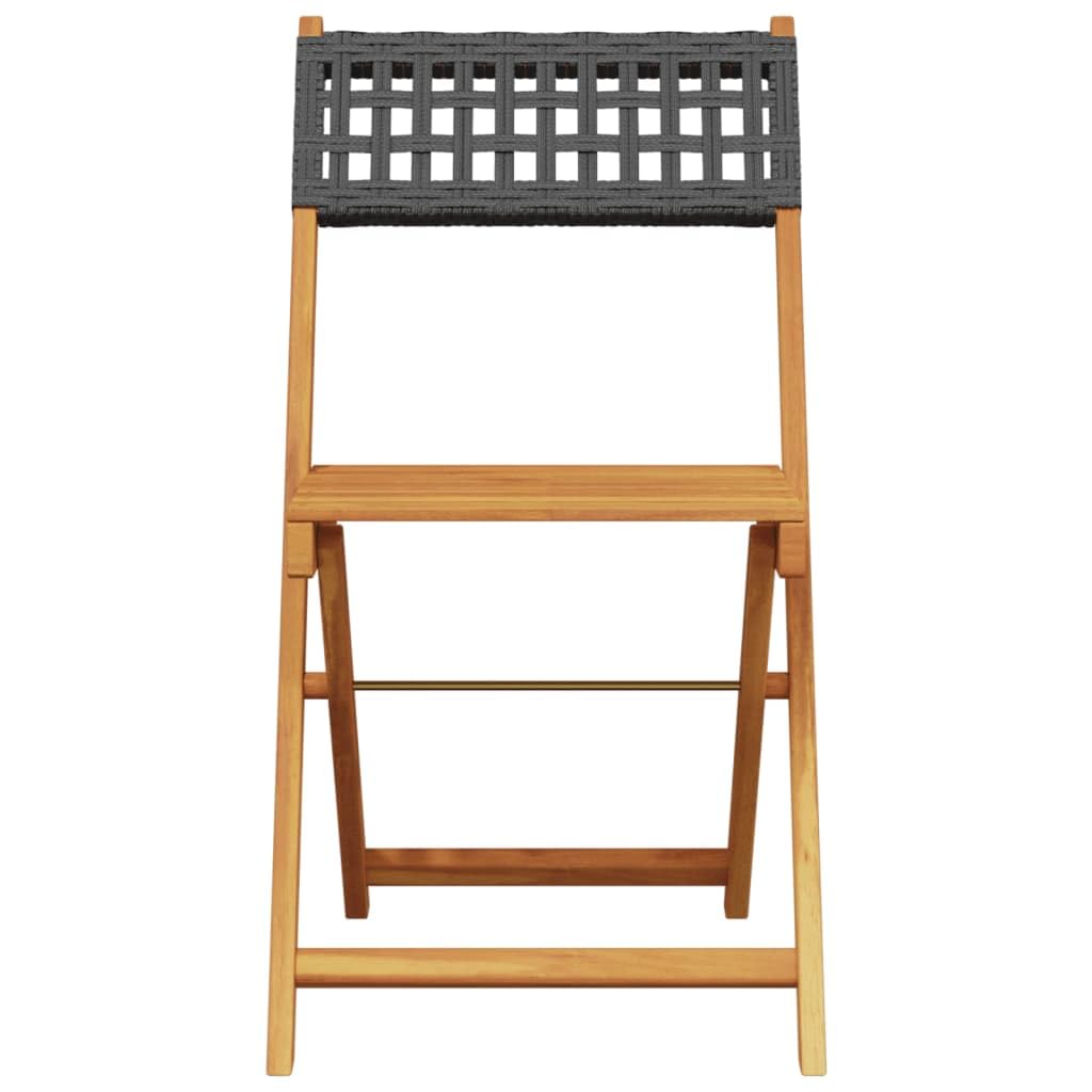 Set da Bistrot 3 pz Nero in Polyrattan e Legno Massello,Set Bistrò Veranda,Set Bistrot da Esterno,Set Bistrot da Balcone-3281754