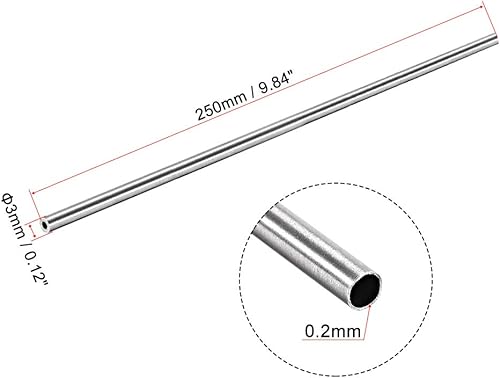 Miniatura 2 de uxcell Tubo redondo de acero inoxidable 304 0.118 in OD 0.008 in espesor de pared 9.843 in de longitud Tubo recto sin costura 2 piezas