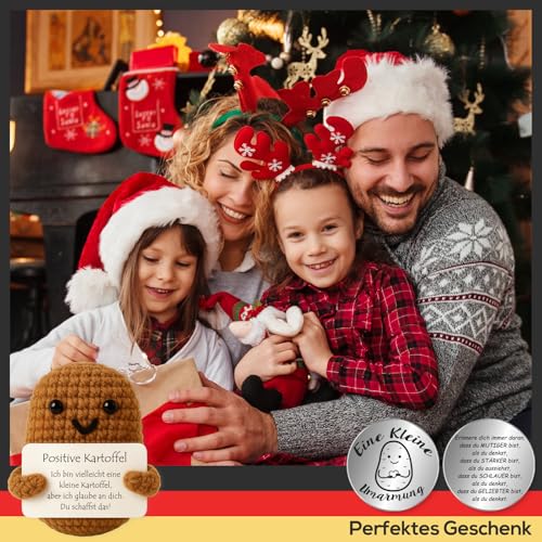 Tixlux Pocket Hug Positive Kartoffel Figurine, Strickwolle Kartoffel Dekorationsfigur mit Kleine Umarmung Glücksbringer (Silber), Mutmacher Geschenk, Gute Besserung Geschenk, EinschulungGeschenk
