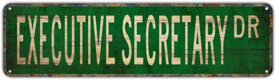Peiyeety A001 Executive Secretary Vintage Metal Tin Sign Rustic Profession Wall Art, Office Accent For Home Office Outdoor Bar Man Cave Garage Bedroom 4X16 Inch