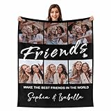 MyPupSocks Custom Friends Photo Blanket for Women, Customize Best Friends in The World Bed Blanket with Pictures Collage, Personalized Best Friend Birthday Gifts for Girls Sister BFF Christmas