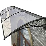 Vordach Haustür Überdachung Gewölbt Türvordach Dachterrasse Pultvordach Regen-Schnee-Schutz Schwarz Aluminiumhalterung Zum Draußen Balkon Polycarbonat Platte transparent