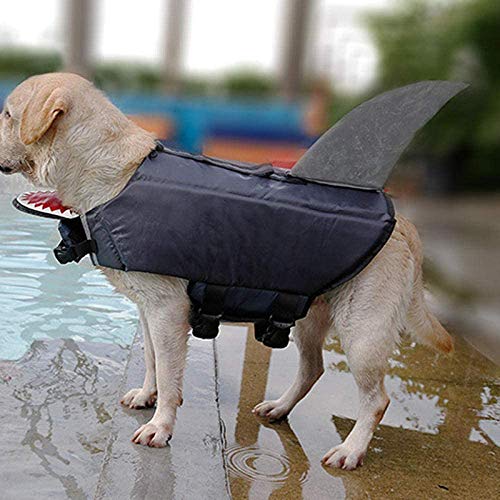 Xmwm Raincoats For Dogs Pet Dog Save Life Jacket Vest Shark Duck Dog Costumes Safety Clothes Foam Professional Summer Swimwear@Gray_M,Gray,Small #TOP1