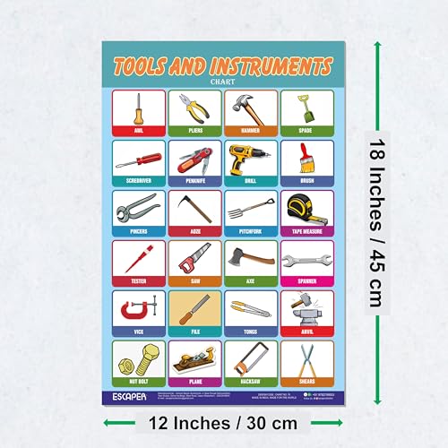 Image of ESCAPER Tools & Instruments Educational Charts for Kids, Charts for Kids Learning (11.5 x 17.5 inches), Kids Study Material, Kids Learning Books, Educational Posters