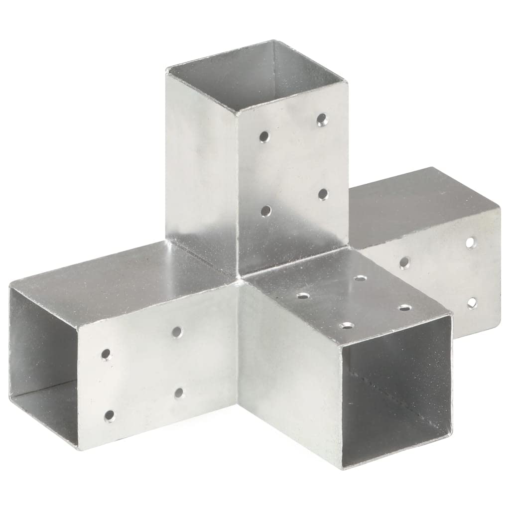 Pfostenverbinder 4 Stk. X-Form Verzinktes Metall 71x71 mm - Holzverbinder Set feuerverzinkt fuer Pfostenecken im Garten, Eckverbinder fuer Balken, Pavillon und Ueberdachung Holzbau