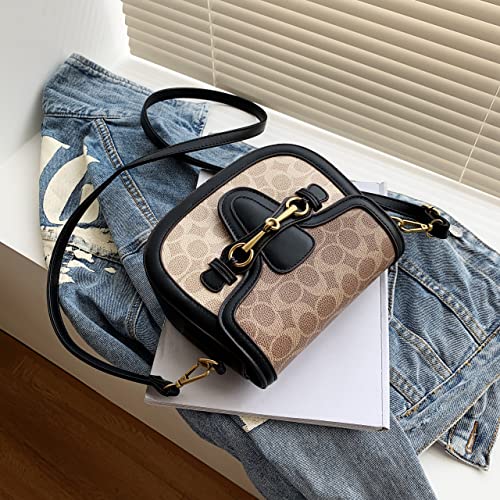 Women Small Crossbody Bags Women Golden Buckle Leather Purse Handbag Fashion Design (black)4