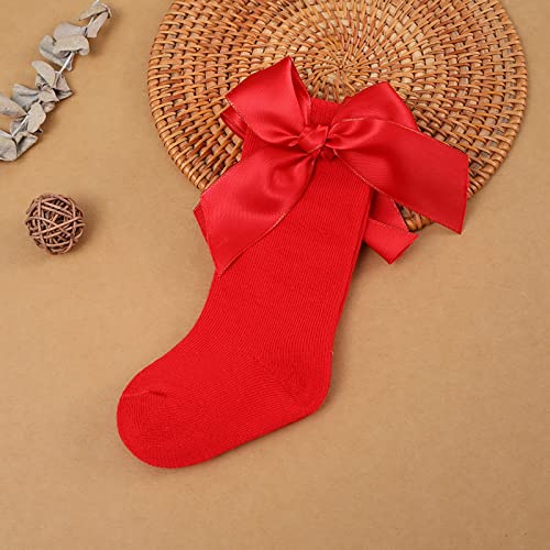Knee High Socks Newborn Infants Girls Tube Ruffled 𝚄niform Long Stockings Toddlers Warm School (Red #1, 12-36 Months)4