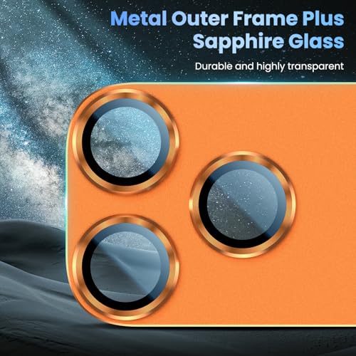 Image of Uyiton Compatible with iPhone 17 Pro Max Camera Lens Protector - [Not Easy to Break][Strong Adsorption][Case-Friendly] Metal Tempered Glass Rear Camera Screen Cover - Cosmic Orange