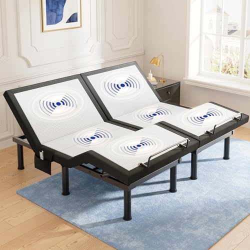 Tami Tami T600 Adjustable Bed Frame Split King Size with Remote & Massage - Syncable Electric Beds...