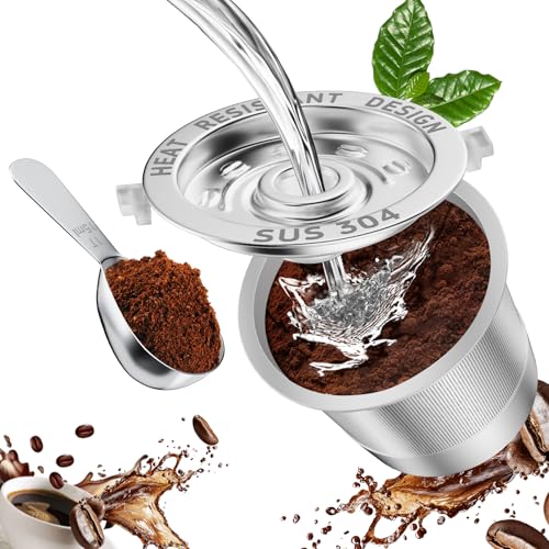 Image of 1 Pack Reusable K Cups Coffee Pods for Keurig 1.0: Stainless Steel Refillable K Cups - Reusable Coffee Filters for Coffee Machine, SUS 304, BPA-Free, Heat Resistant Handles, Scoop