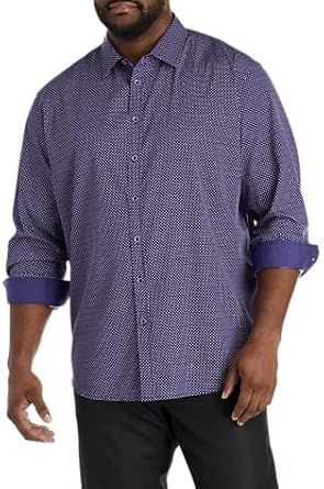 DXL Synrgy Mens Big and Tall Diamond Print Sport Shirt, Purple