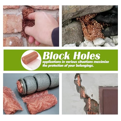 Image of Copper Mesh Rodent Control Copper Wool for Slugs Mice Pest Snail Bird Control 4 inch x 50 in Copper Wire for Weep Hole Covers Rodent Mesh