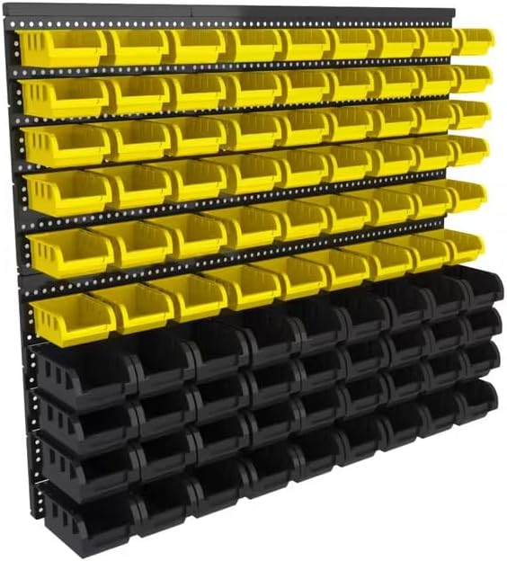 90 pcsPiece Heavy-Duty Wall-Mounted Storage Shelf System - Plastic Multi-Tier Tool Organizer with Wall-Mounted Bins Suitable for Screws