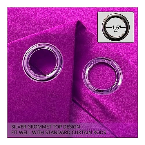 Image of Amazon Brand - Umi Velvet Eyelet Door Curtains with pom pom Lace for Living Room Bedroom Kitchen 2 pc Pack in Purple Color (Door - 4 feet x 7 feet)