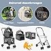 COSTWAY 3 in 1 Hundewagen, Hundebuggy 2 Etagen mit Netzfenstern & Taschen & Polstern, Oxford & Metall, Haustiere Buggy bis 16 kg, Hundebox Transporttasche klappbar, für Hunde Katzen Haustiere, Grau