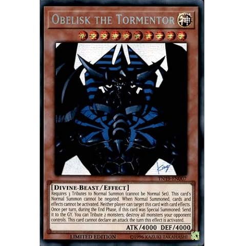 TN19-EN007 Limited Ed Obelisk the Tormentor Prismatic Secret Rare Card 2019 Mega Pack Tin Yu-Gi-Oh Single Card Cover