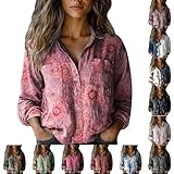 S-5XL Boho Tops for Women Long Sleeve,Womens Vintage Floral Print Button Down Shirts Ladies Casual Retro Ethnic Blouses Plus Size Clothes Fall 2025 Chic Western Peasant Outfit Pink