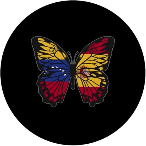 Miniatura 3 de Venezuela and Spain Mix Butterfly Half Spanish Venezuelan PopSockets Standard PopGrip