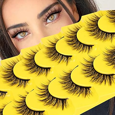Wispy False Eyelashes Natural Mink Lashes Lightweight Manga Lashes Pack 3d Volume Eye Lashes Natural Look 8 Pairs Short Anime Fake Eyelashes by TNFVLONEINS Cover