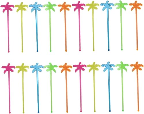 Yardwe Agitador de árbol de coco, decoración de frutas, mezclador de café, vasos de plástico, divertidos palitos de agitación, coctelera, agitadores