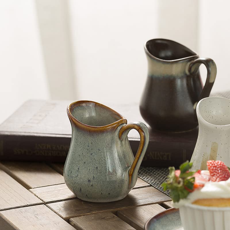 Mini Pots à Lait En Céramique - Lot De 2 - 100 Ml Chacun - Avec Poignée - Pour Sauces, Crème, Sirop - 6